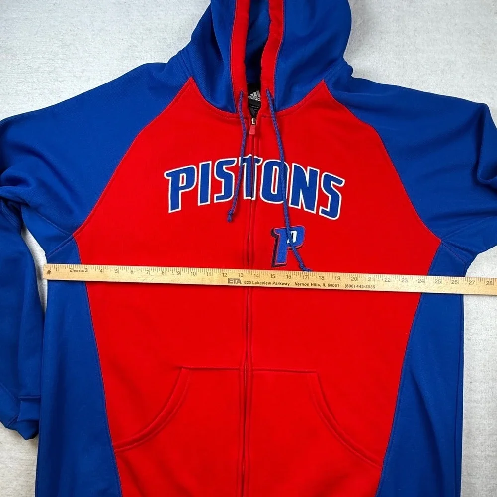 Adidas Detroit Pistons Full Zip Hoodie Mens XL Blue Red NBA Basketball 8969A 07